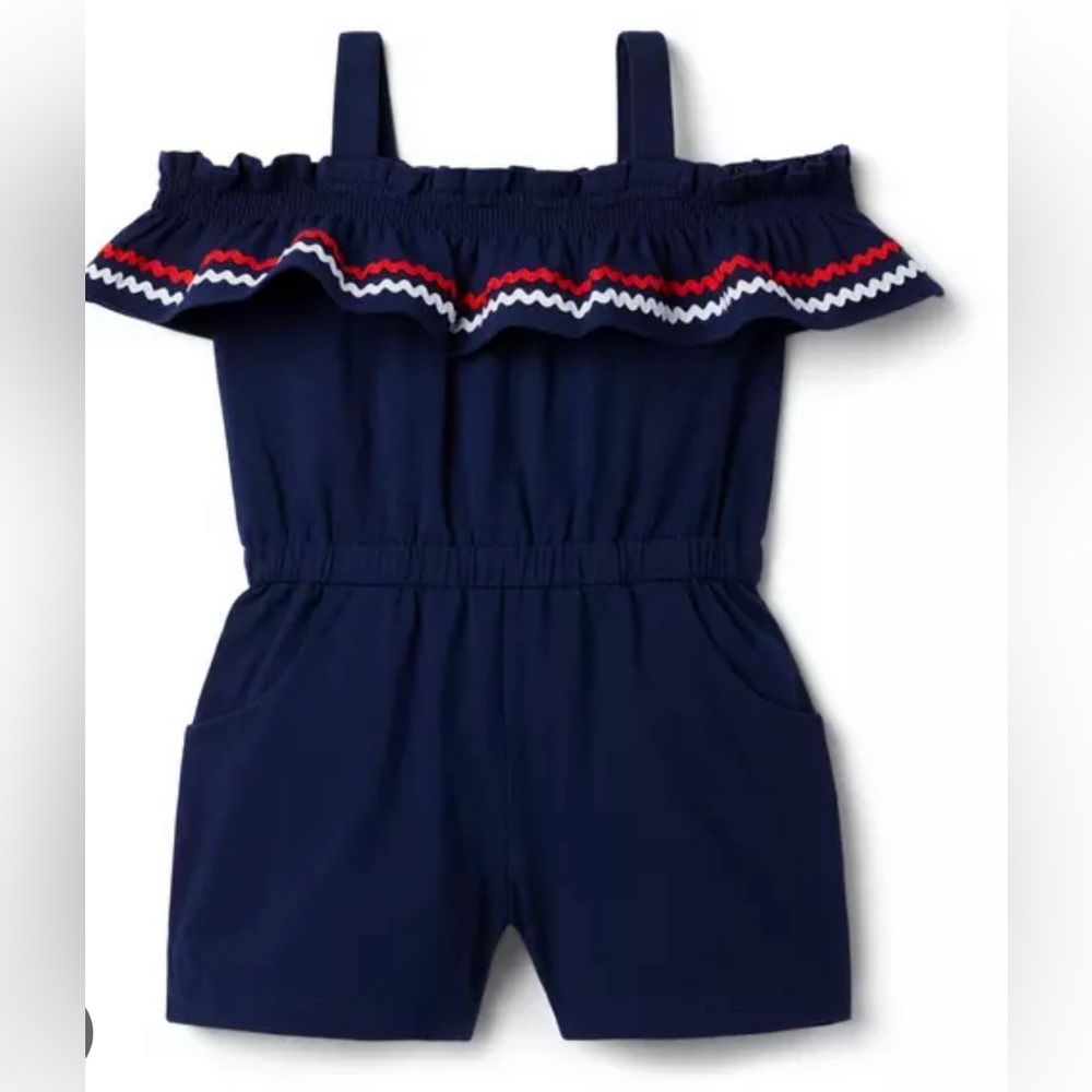 Janie and Jack Ric Rac Trim Cold Shoulder Romper